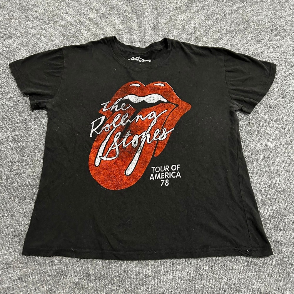The Rolling Stones T-Shirt Womens Size L Black Tour of America 78 Graphic